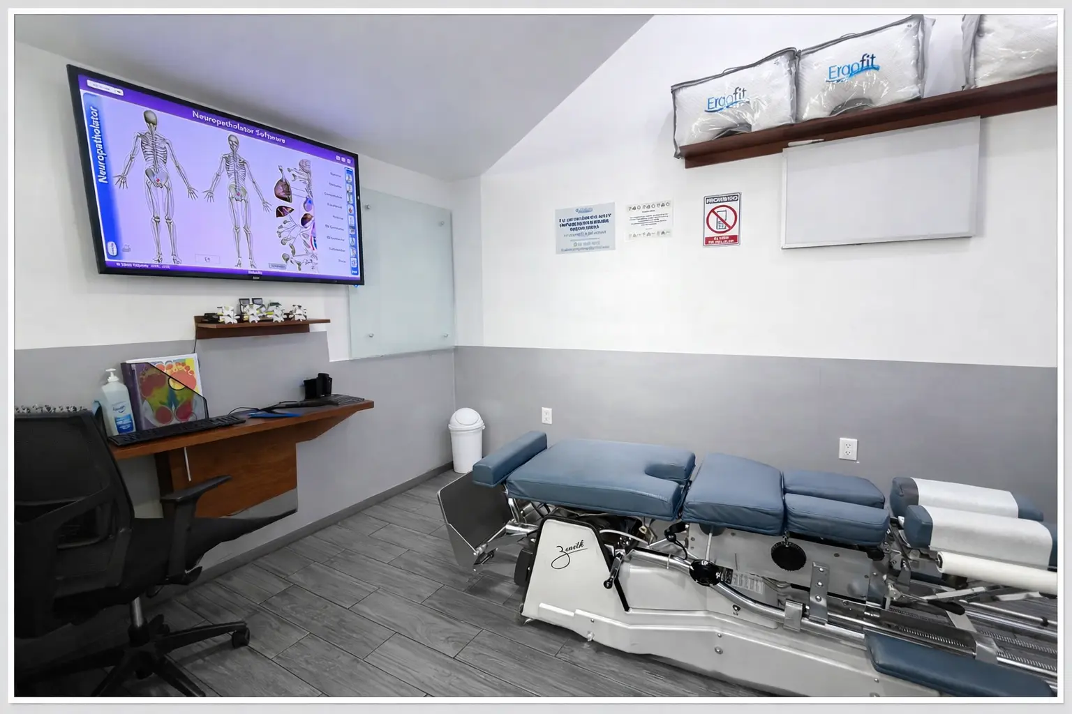 Sala de ajustes vertebrales y quiropráctica en Dolorfin San Jerónimo – CDMX Sur
